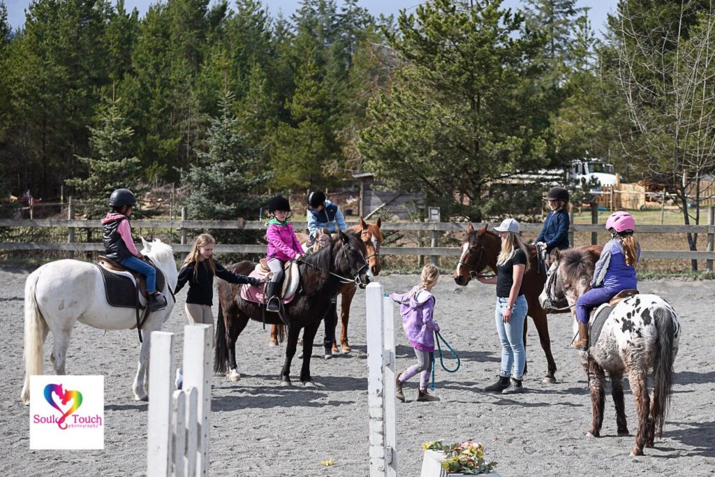 summer riding camp being taught